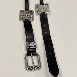 Western Boho Concho Belt | Genuine Leather | Heavy Silver-Tone -Small 32”+ 4”